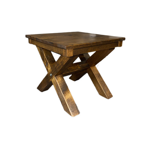 Barnboard Sawbuck End Table