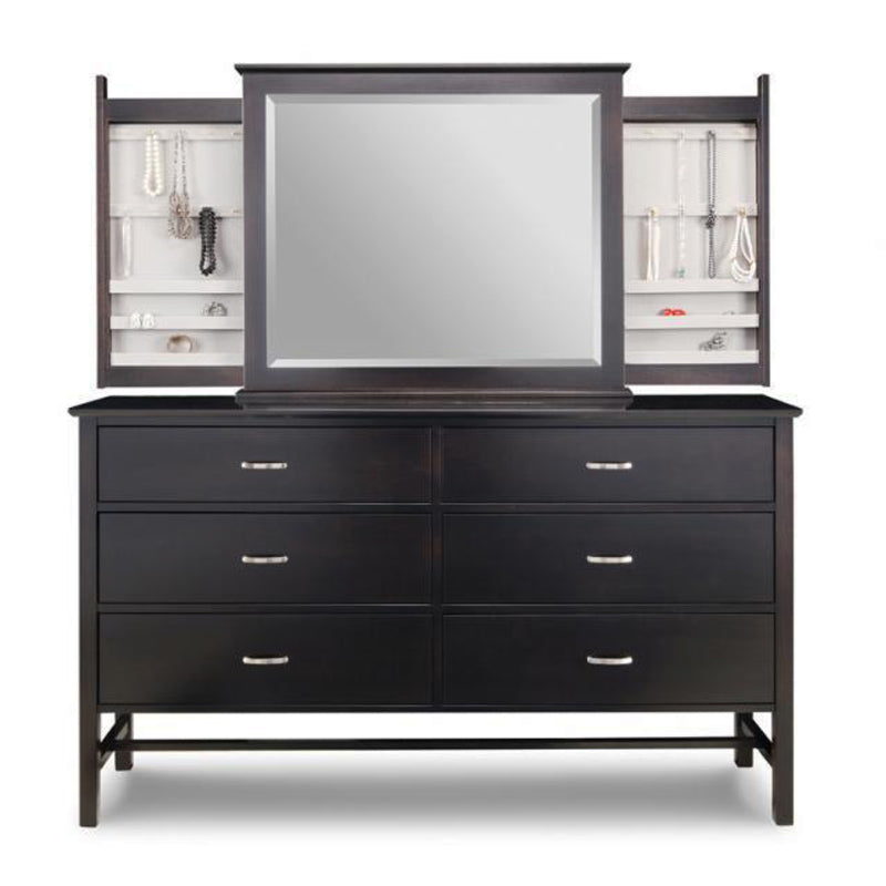 Brooklyn 6 Deep Drawer Long Dresser with Jewellery Mirror - St. Jacobs Furnishings Co. Brooklyn 6 Deep Drawer Long Dresser with Jewellery Mirror - St. Jacobs Furnishings Co.