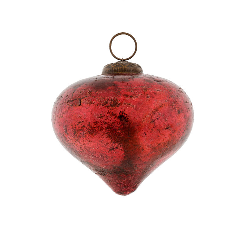 Glass Ruby Foil Droplet Ornament